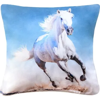 Povlak na dekorativní polštářek XPOSE® Mikroplyšový povlak na polštář BÍLÝ KŮŇ (digitální tisk) 40x40 cm, Mikroplyš + Prodloužená možnost vrácení zboží do 50 dnů