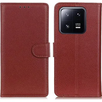 Pouzdro na mobilní telefon Litchi knížkové pouzdro na Xiaomi 13 - hnědé