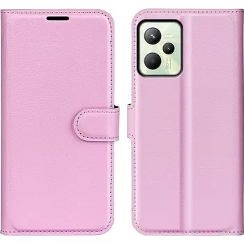 Pouzdro na mobilní telefon Litchi PU kožené peněženkové pouzdro na mobil Realme C35 - růžové