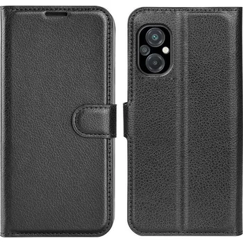 Pouzdro na mobilní telefon Litchi PU kožené peněženkové pouzdro na mobil Xiaomi Poco M5 - černé