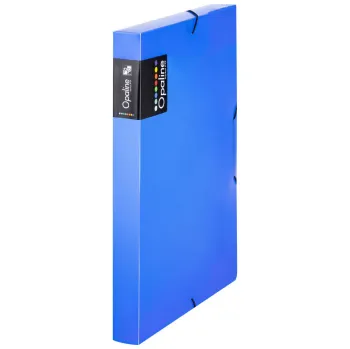 Box na spisy A4 s gumou průsvitný Opaline - hřbet 3 cm / modrá