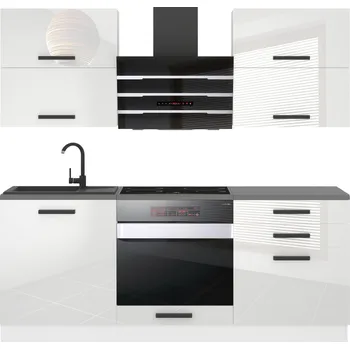 Kuchyňská linka Kuchyňská linka Belini Premium Full Version 180 cm bílý lesk s pracovní deskou EMILY INF EMILY/0/WT/W/B/B1