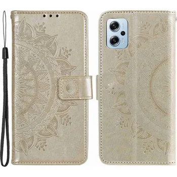 Pouzdro na mobilní telefon Mandala PU kožené peněženkové pouzdro na mobil Xiaomi Poco X4 GT - zlaté