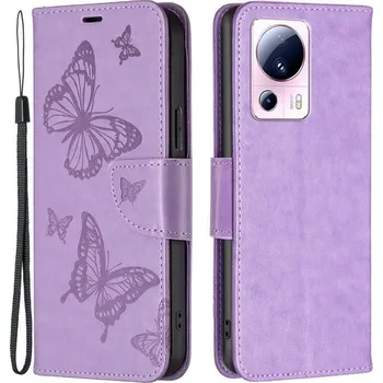 Pouzdro na mobilní telefon Butterfly knížkové pouzdro na Xiaomi 13 Lite - fialové