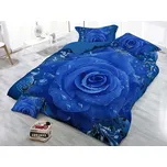 XPOSE® 3D povlečení RŮŽE - modré 140x200 cm, 70x90 cm, 3D + Prodloužená možnost vrácení zboží do 50 dnů