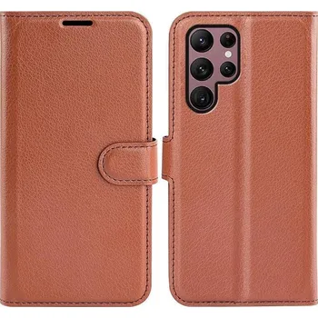 Pouzdro na mobilní telefon Litchi peněženkové pouzdro na Samsung Galaxy S23 Ultra - hnědé