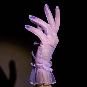 Rukavice Textilní modní a společenské rukavice s volánkem Barva: Růžová, Velikost: UNI