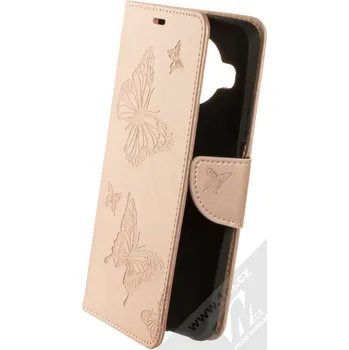 Pouzdro na mobilní telefon 1Mcz Bridges Roj motýlů 1 Book flipové pouzdro pro Xiaomi Mi 10T Lite 5G růžově zlatá (rose gold)