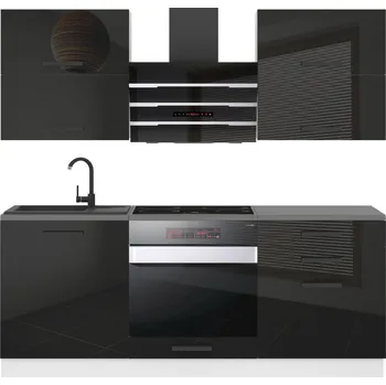 Kuchyňská linka Kuchyňská linka Belini Premium Full Version 180 cm černý lesk s pracovní deskou EMILY INF EMILY/0/WT/B/B/B1