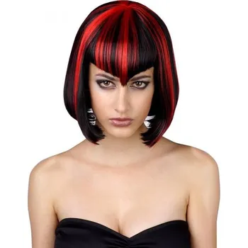 Karnevalový kostým Dámská paruka - Mikádo, černo-červené