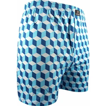 Trenýrky KARLOS pánské vzorované bavlněné trenýrky Lonka - CUBE modrá M