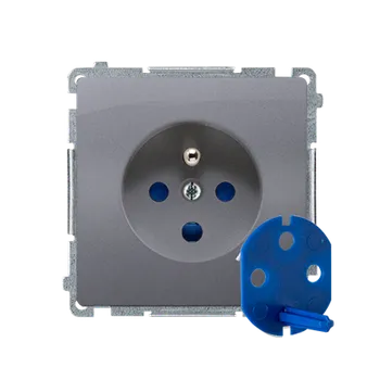 Elektrická zásuvka SIMON Basic BMGD1.01/43 Zásuvka jednonásobná DATA, s uzemněním, s přístupovým klíčem, 16 A, 250 V~,
