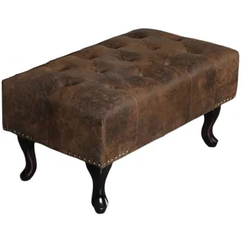 Taburet Invicta Chesterfield taburetka mikrovlákno/dřevo