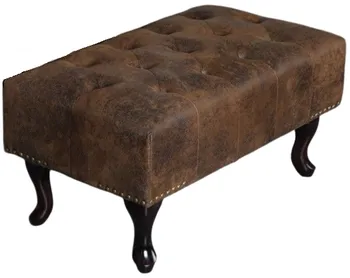 Taburet Invicta Chesterfield taburetka mikrovlákno/dřevo