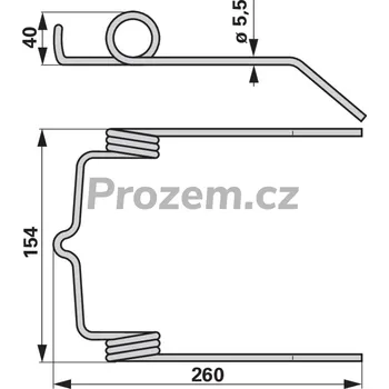 Pružina přihaněče široká pro Case IH, Massey Ferguson, 260/5,5/154 mm, 28680130, D28680130