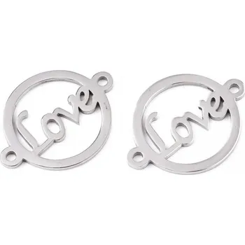 Přívěsek Přívěsek z nerezové oceli se dvěma očky- love 16x21x1 mm