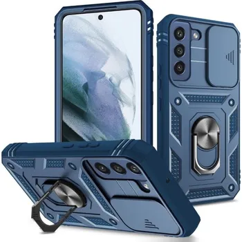 Pouzdro na mobilní telefon Kryt na Samsung Galaxy S21 FE odolný s krytkou na fotoaparát tmavě modrý