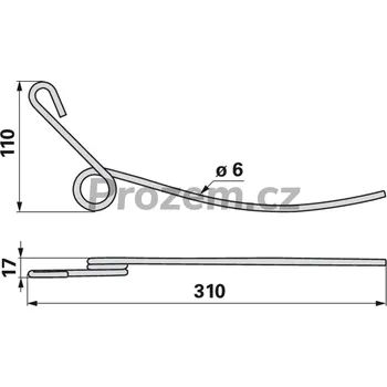 Pružina přihaněče pravá pro John Deere, 310/6/17 mm, H201723