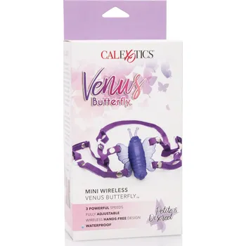 Vibrátor Stimulátor ve tvaru motýlka Mini-Wireless Venus Butterfly Purple (Vibrační motýlek z želatinového materiálu s vibracemi. Motýlek připněte na klitoris, předklontě se a vychutnejte si partnera, který vnikne do Vás ze zadu. Velikost: 8,25 x 7cm. Vibrační mot