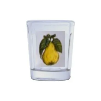 Sklenice Sklenička stavbařská - 0.02 bezbarevná + obtisk hruška žlutá s 2 listy