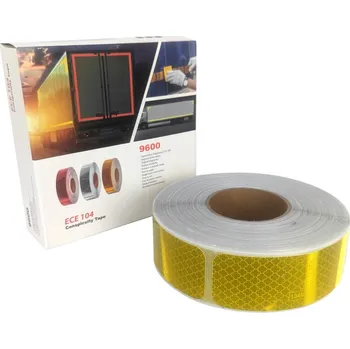 Páska reflexní samolepící žlutá pro cisterny, dělená, šířka 16 x 5cm, metráž