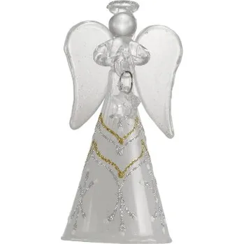 Vánoční ozdoba Ozdoba Vánoční - Andílek malý s přívěškem - bílá perleť dekor zlato + striebro