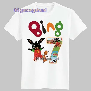 Dívčí tričko Bílé narozeninové triko - Bing a Flop Varianta: S číslicí 7, Velikost: 2T/1-3 roky