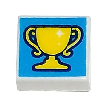 Stavebnice LEGO 3070bpb245 White Tile 1 x 1 with Groove with Yellow Trophy (Bílá dlaždice 1 x 1 s drážkou se žlutou trofejí)