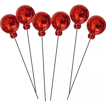 Plastové kuličky na drátku 2 cm, 8 ks, červené, v krabičce