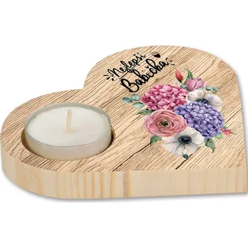 Svícen Dřevěný dekorační svícen – nejlepší babička