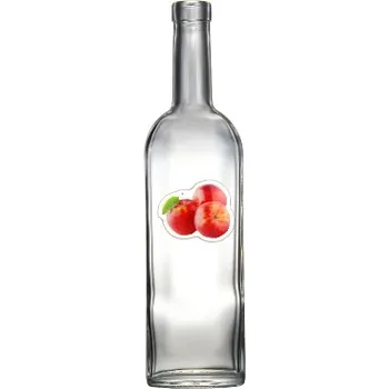 Láhev Láhev Chia - 0.50 bezbarevná + pryskyřicový obtisk tři jablka s lístkem červené