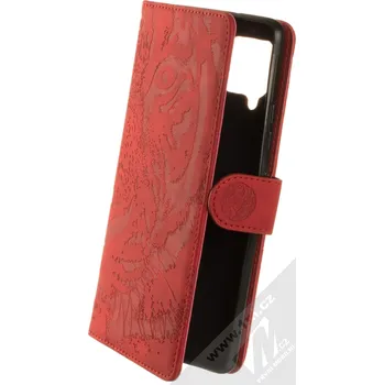 Pouzdro na mobilní telefon 1Mcz Velvety Burrow Tygr 1 Book flipové pouzdro pro Samsung Galaxy A42 5G červená (red)
