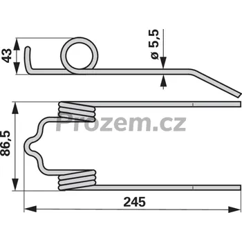 Pružina přihaněče úzká pro Case IH, Massey Ferguson, 245/5,5/86,5 mm, 28680131, D28680131