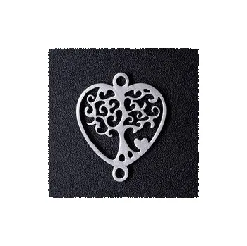 Přívěsek Přívěsek z nerezové oceli se dvěma očky-srdce 17,5x15x1 mm