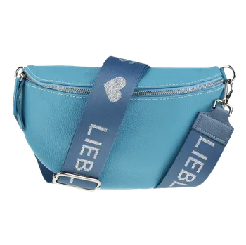 Kabelka NovaKabelka.cz Kožená italská crossbody kabelka Reni Grande Blu Chiaro s přídavným popruhem