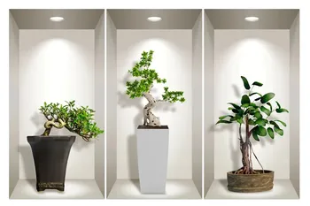 Samolepící dekorace Ambiance Bonsai Plants 60 x 30 cm 3 ks