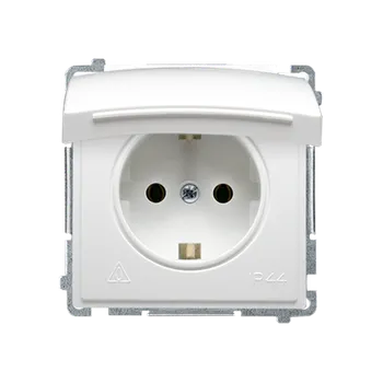 Elektrická zásuvka SIMON Basic BMGSZ1B.01/11 Zásuvka s uzemněním Schuko IP44 (strojek s krytem), 16 A, 250 V~, klapka