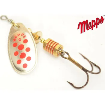 Umělá nástraha Rotační třpytka MEPPS Comet Decore stříbrná-červené tečky 3