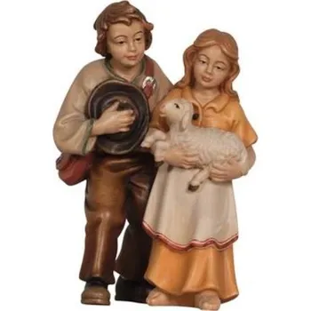 Vánoční dekorace Ornatis Děti s jehnětem Provedení: Malované, Velikost stojících figur dospělých postav: 20 cm Dřevěná vyřezávaná soška dětí s jehnětem