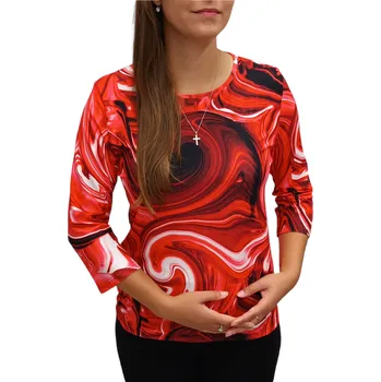 Dámská halenka Halenka Ina červená s černým vzorem Velikost Ina: 46