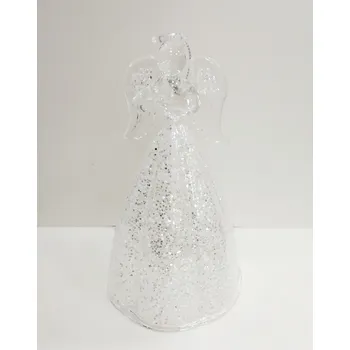 Vánoce Skleněný anděl s třpytivou sukní - 12 cm