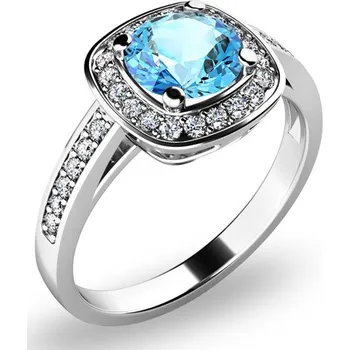 Prsten Dámský prsten bílé zlato 585/1000 přírodní diamant 0.90 ct G/SI topaz a brilianty 10766-B-TPZ velikost 54