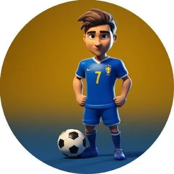 Jedlá dekorace na dort Jedlý papír fotbalista v modrém dresu 19,5cm - PICTURE