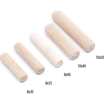 Nábytkové kování Dřevěný spojovací kolík vroubkovaný 10 x 40 mm