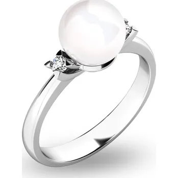 Prsten Dámský prsten bílé zlato 585/1000 přírodní diamant 0.050 ct perlový 10888-B velikost 50