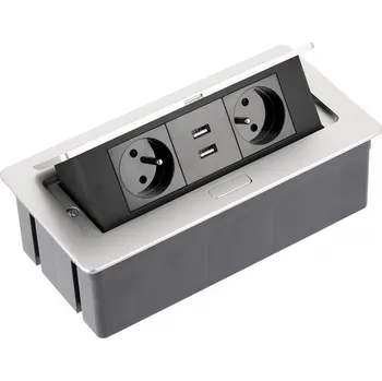 Stojací lampa Stolní elektrozásuvka výklopná SOFT, 2x USB, hliní