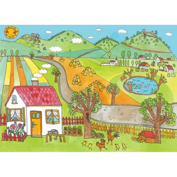 Loutkové divadlo MARIONETINO Kulisa Scéna k pohádce O TŘECH PRASÁTKÁCH, 2 motivy Zadní kulisa (pozadí scény)