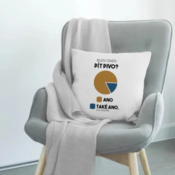 Žertovný předmět Budu dnes pít pivo? - polštář s potiskem