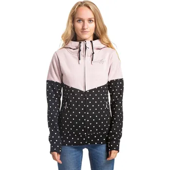 Dámská mikina mikina Meatfly Omni Zip - Powder Pink/Black Dots S
