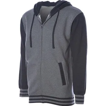 Pánská mikina Independent Dvojbarevná unisex mikina Varsity s kapucí a zipem Barva: šedá melír - šedá uhlová melír, Velikost: S NP351